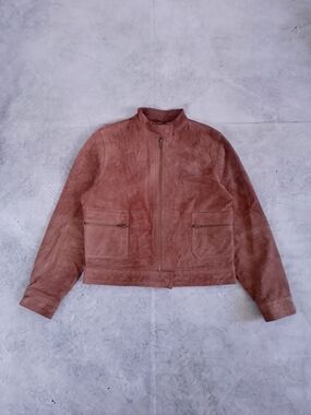 Women’s Suede Zip-Front Jacket - Rose Brown CLEO